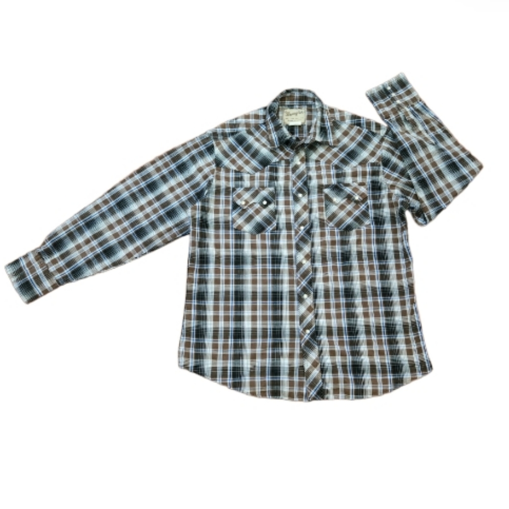 WRANGLER MEN'S WESTERN SNAP SHIRT SZ LARGE